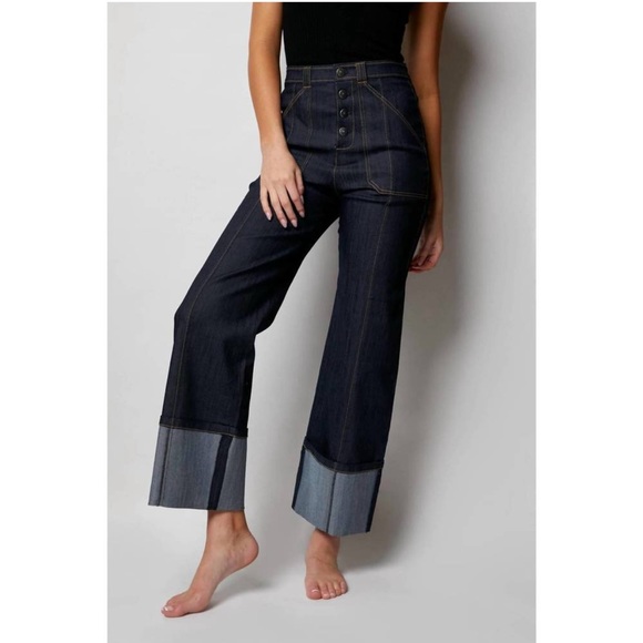 CINQ A SEPT Pants - CINQ A SEPT cuffed benji jeans in indigo denim size 10